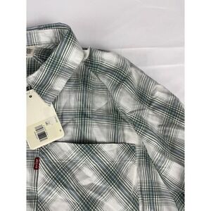 Levi's Womens 1X Plaid Button Down‎ Shirt Long Sleeve Green White Top
